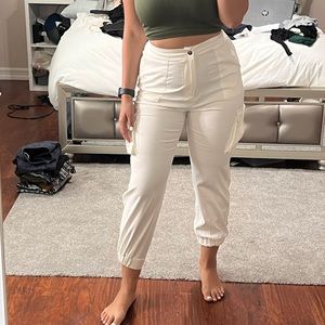 White cargo jogger pants